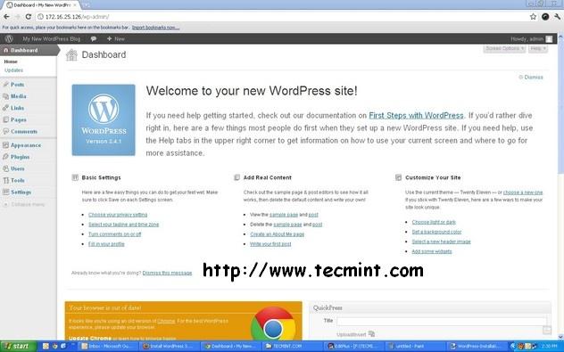 Welcome to WordPress Dashboard