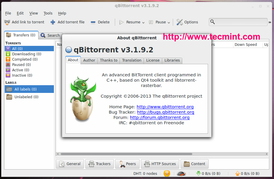 About qBittorrent v3.1.9.2