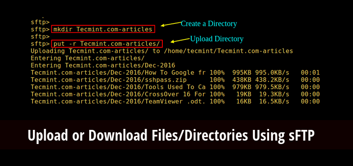 How To Upload Or Download Files Directories Using SFTP In Linux