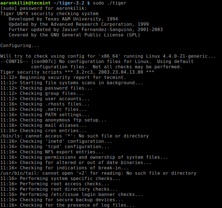 Tiger The Unix Security Audit And Intrusion Detection Tool