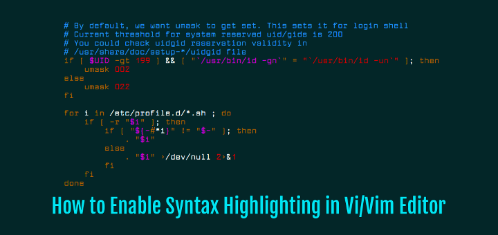 How to Enable Syntax Highlighting Vi/Vim