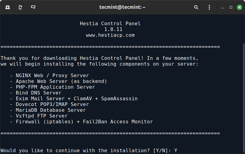 Install Hestia Control Panel