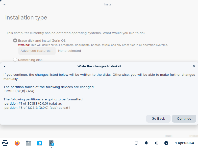 Modifications Du Disque Du Système D'Exploitation Zorin