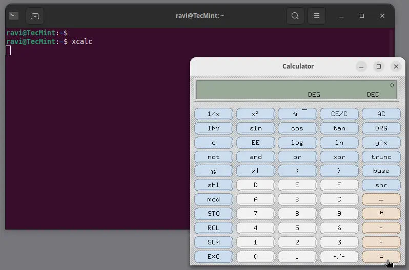 xcalc - Graphical Calculator for Linux