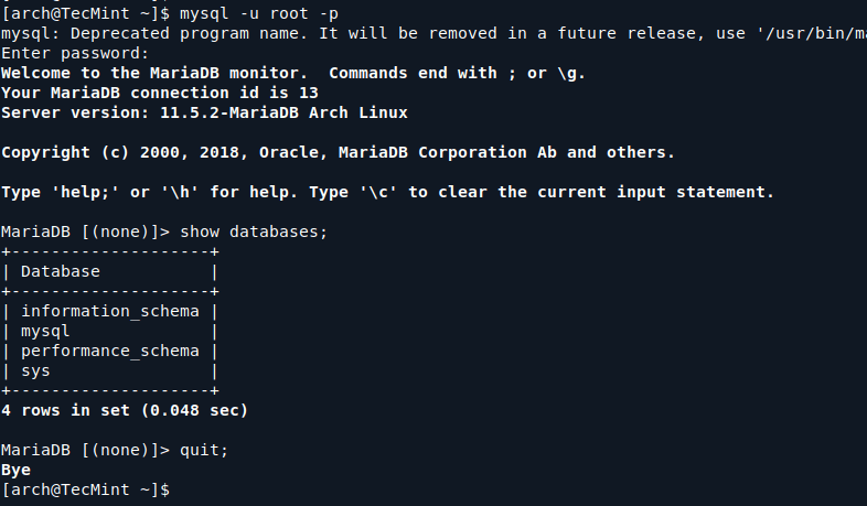 Verify MySQL Database Connectivity