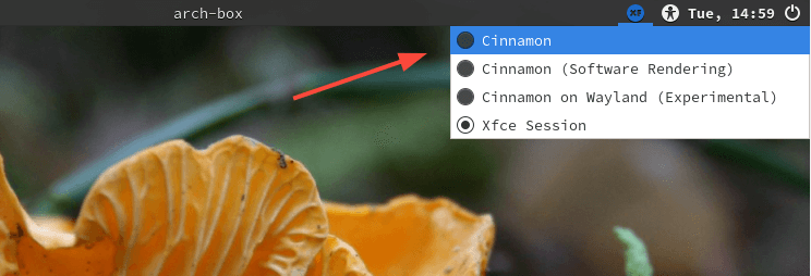 Choose Cinnamon Desktop