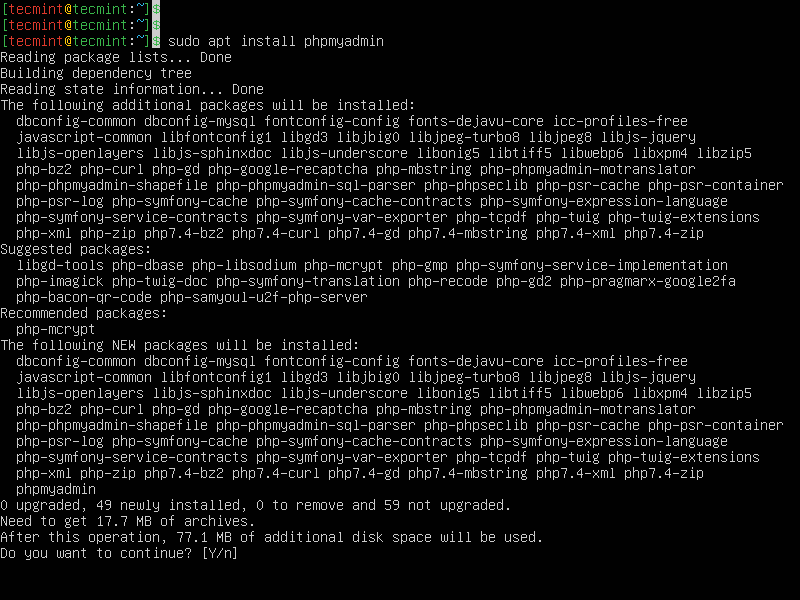 start phpmyadmin ubuntu 20.04