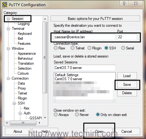 putty configuration for windows 10