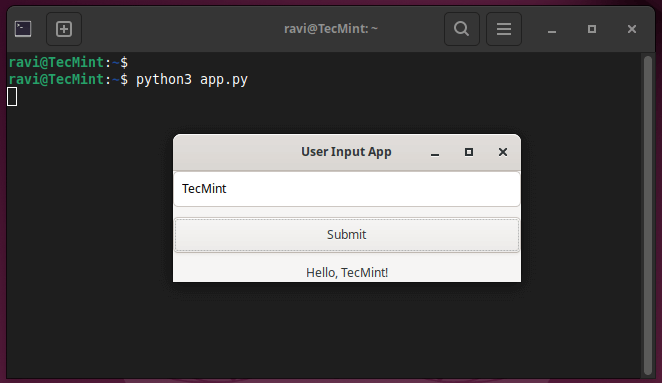 PyGObject GUI Application with User Input