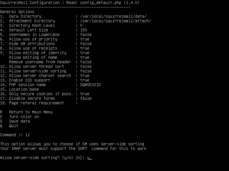 squirrelmail server configuration step by step