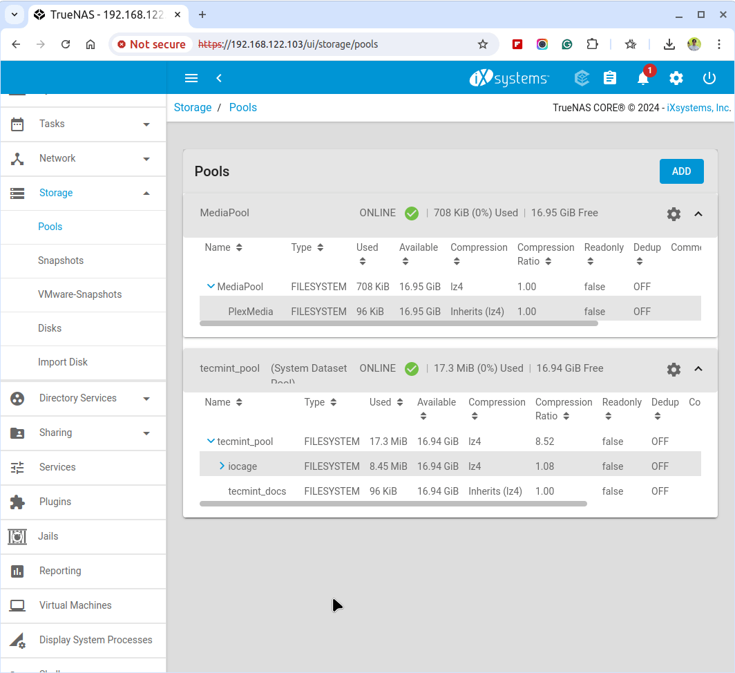 List of Storage Pools