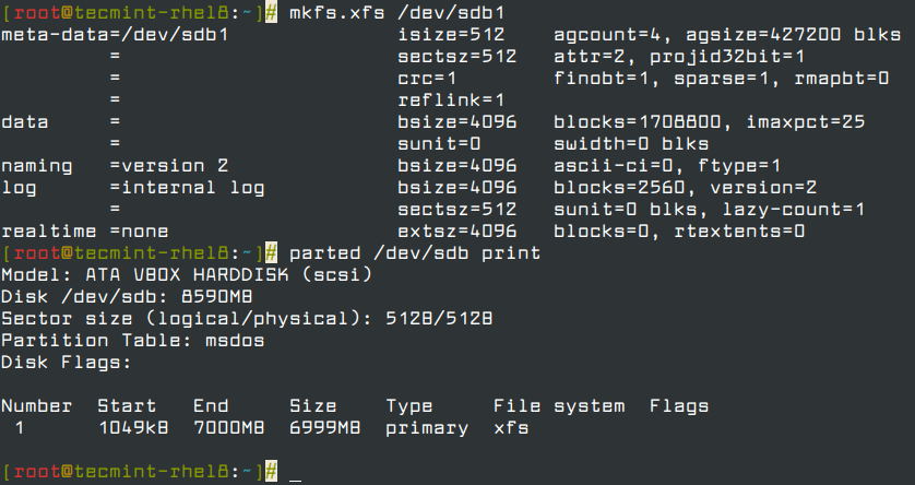 Format Partition as XFS Filesystem