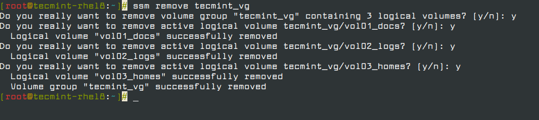Removing LVM with SSM