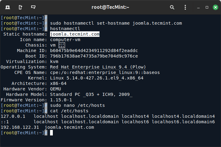 Set System Hostname