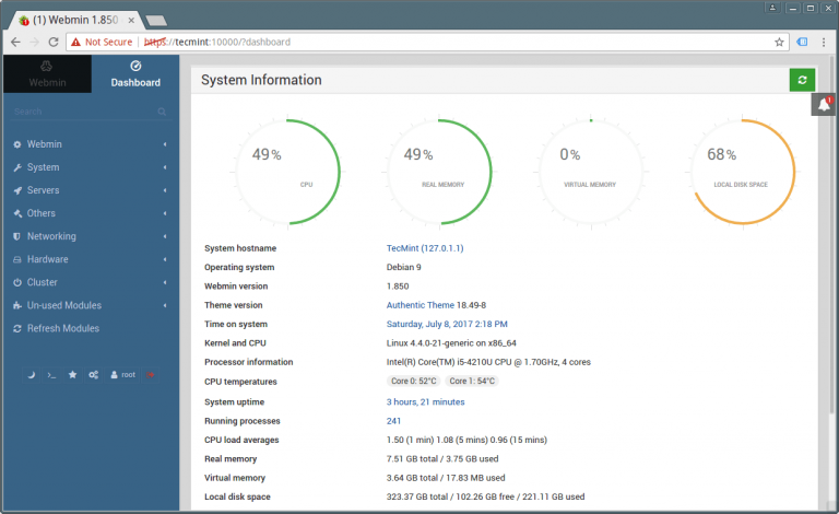 Как удалить webmin debian