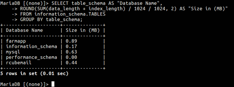 how-to-check-mysql-database-size-in-linux