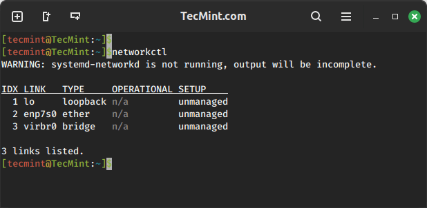 WARNING: systemd-networkd is not running