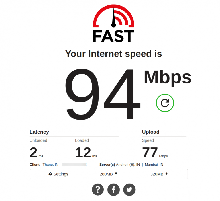test internet upload download speed