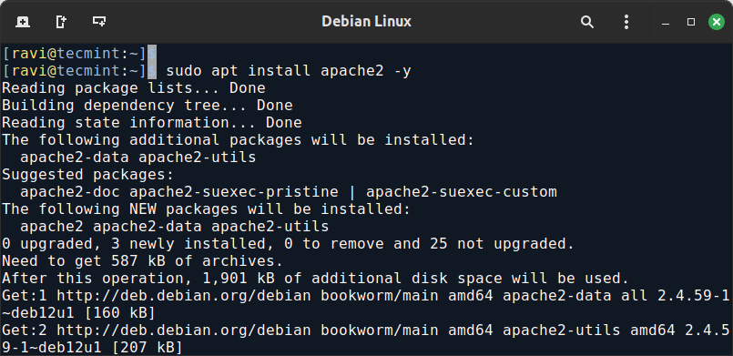 Install Apache on Debian