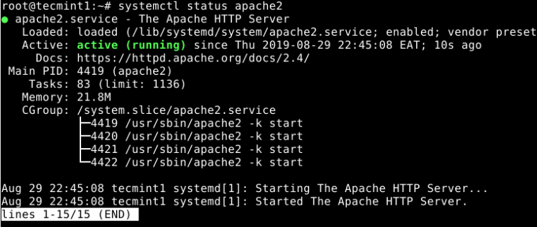 Check Apache Status Debian