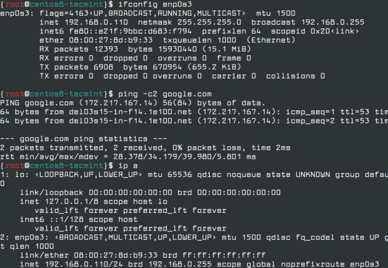 network config centos 8