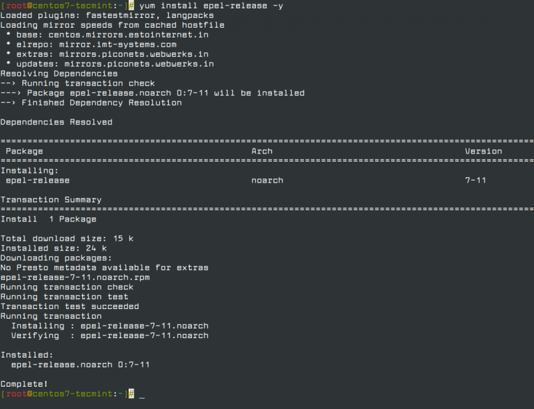 yum list installed packages centos 7