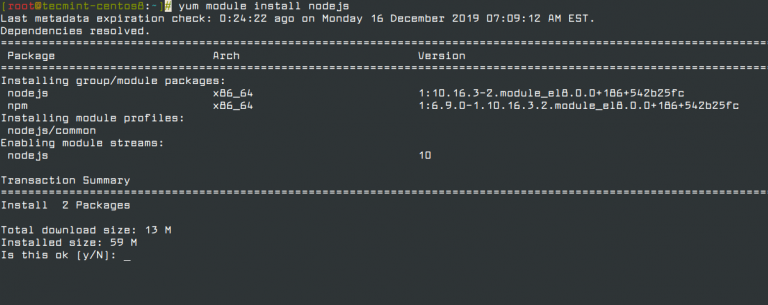 Centos удалить node js