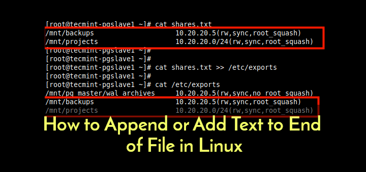 How To Append Text To End Of File In Linux