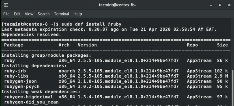 How to Install Ruby on CentOS/RHEL 8