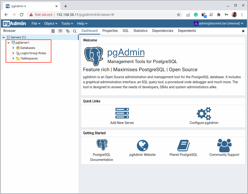 how to create database in pgadmin 4