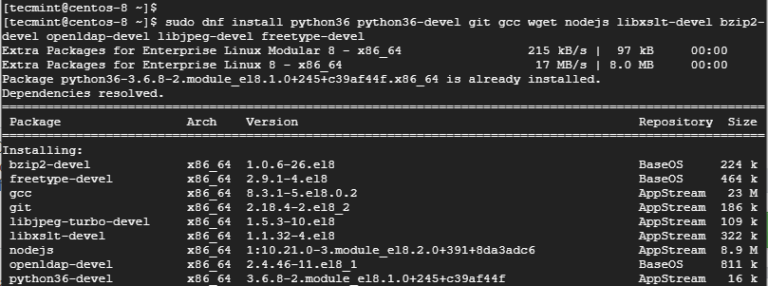 Как установить python centos 8