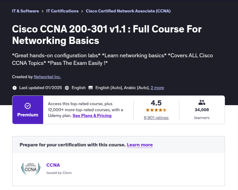 Cisco CCNA 200-301: Full Course For Networking Basics