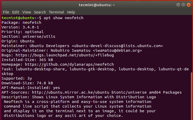 Vérifier Les Informations Du Package Dans Ubuntu