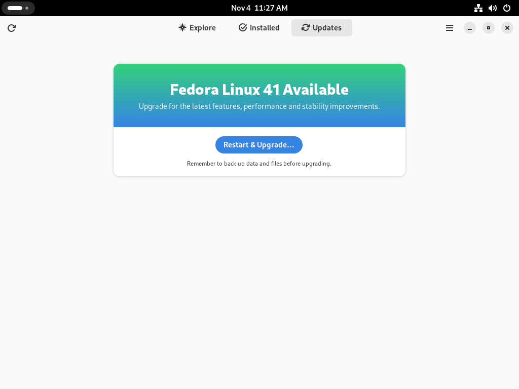 Restart & Upgrade Fedora