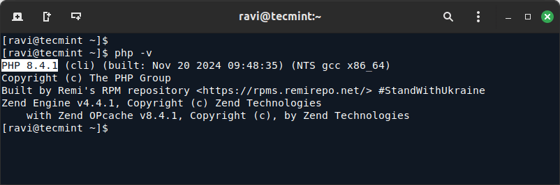 Verify PHP 8.4 in RHEL 9