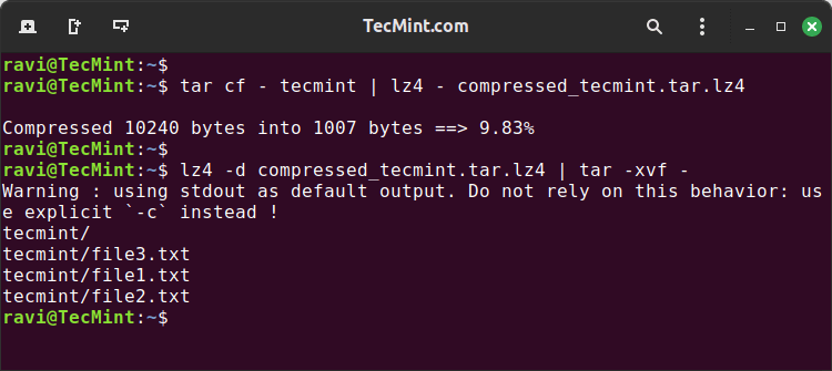 LZ4 Directory Compression and Decompression