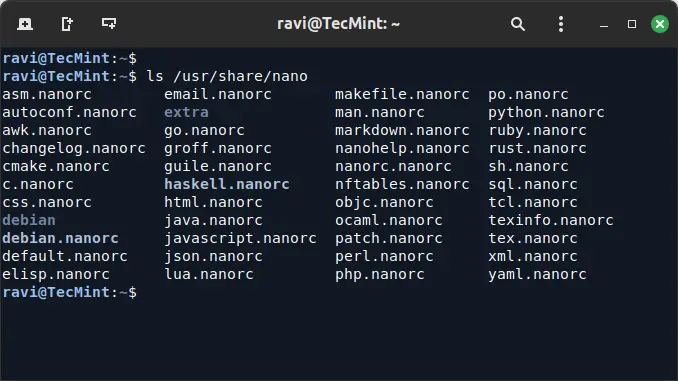 Nano's Syntax Highlighting Configuration Files