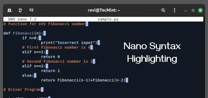 Nano Syntax Highlighting