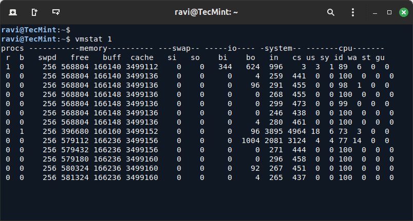 vmstat: Monitor Memory and Disk I/O