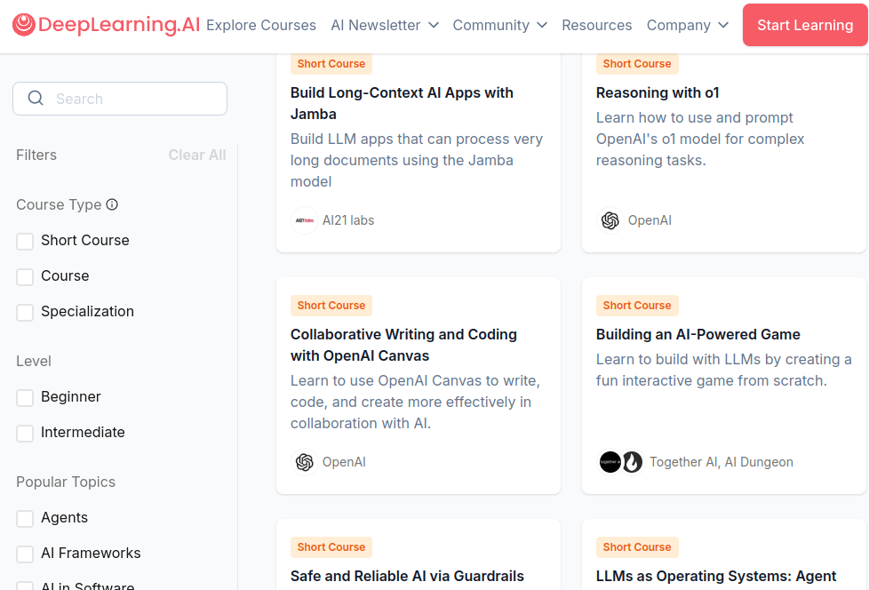 DeepLearningAI Courses