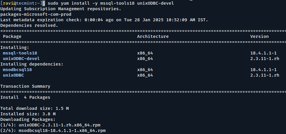 Install SQL Server Tools on RHEL