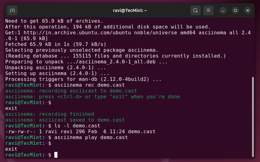 asciinema: Terminal Session Recorder