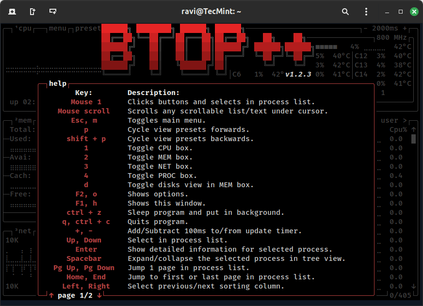 btop Help Section