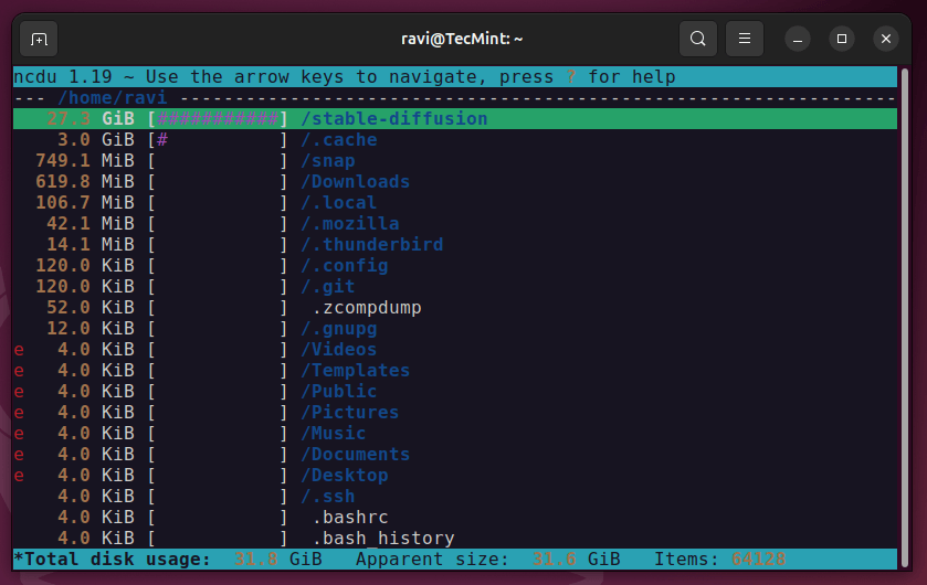 ncdu - Disk Usage Analyzer